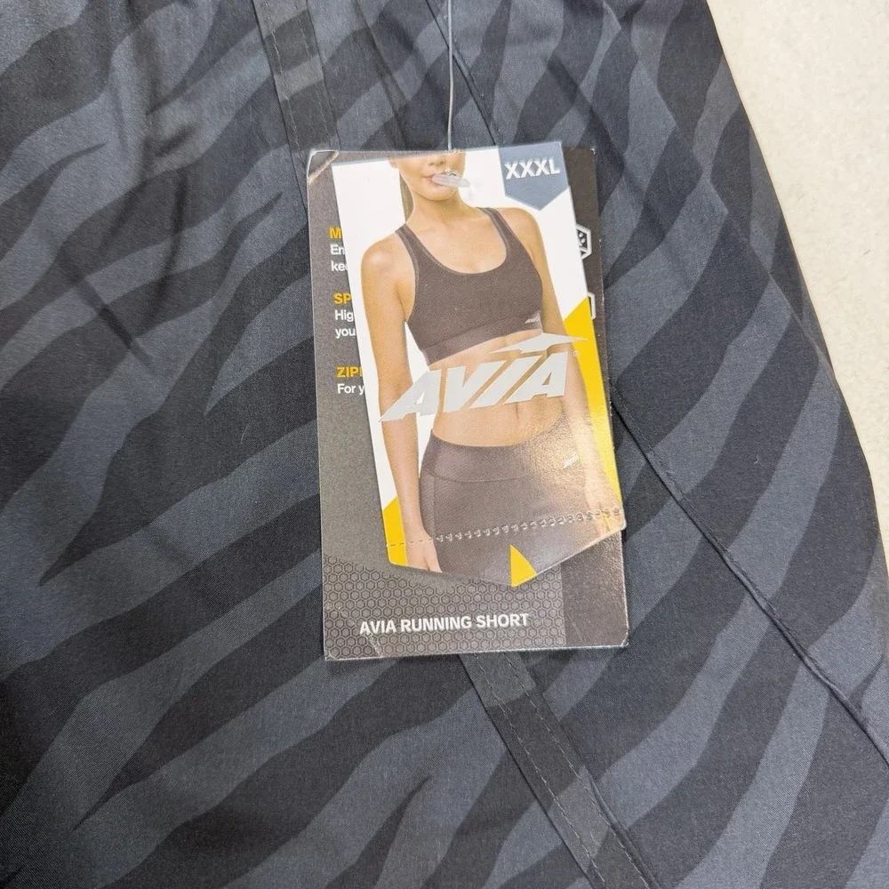 Avia Athletic Running/Bicycle Shorts Lined Zebra Gray NWT Size XXXL
